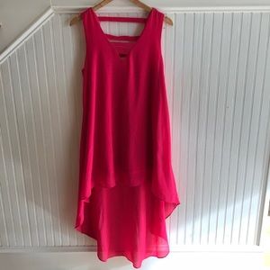 Hot Pink High-Low Sleeveless Dress